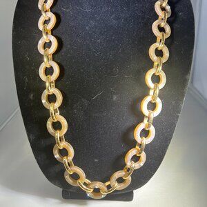 Tortoiseshell, Gold, Sparkle Rings Chain Necklace